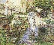 Theodore Robinson Pere Trognon and His Daughter at the Bridge oil painting on canvas